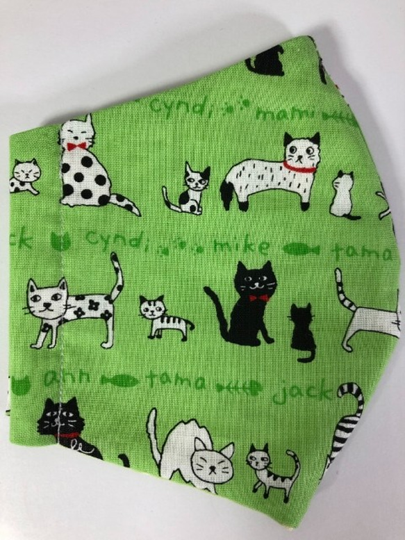 【SALE】 猫 立体 マスク  綿100 (1019) 内側Wガーゼ  可愛い ネコ 1枚目の画像