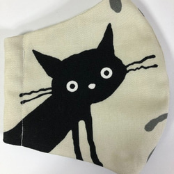 Creema限定 猫 大判 立体 マスク 綿100 (1194) 内側Wガーゼ ココランド 黒猫 サバトラ 2枚目の画像