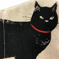 Creema限定  猫 立体 マスク  内側Wガーゼ (1228)  黒猫   コットンリネン 4枚目の画像