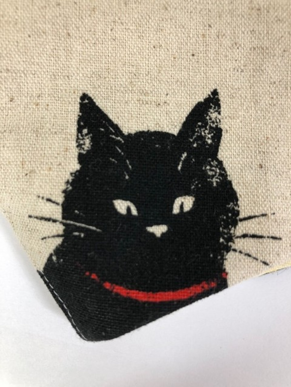 Creema限定  猫 立体 マスク  内側Wガーゼ (1228)  黒猫   コットンリネン 5枚目の画像