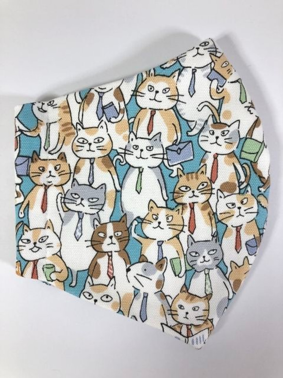 【SALE】猫 お得２枚セット サラリーニャンズ 立体 マスク (1246) 内側Wガーゼ 可愛い 4枚目の画像