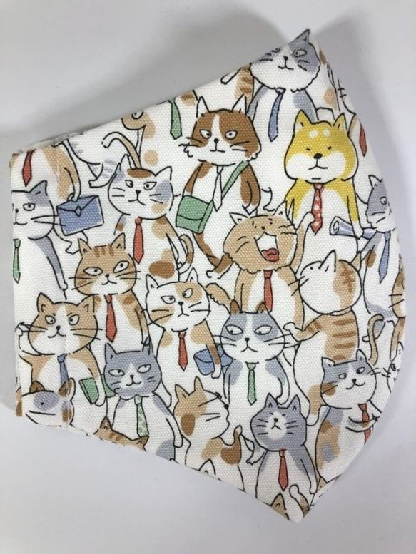 【SALE】猫 お得２枚セット サラリーニャンズ 立体 マスク (1246) 内側Wガーゼ 可愛い 5枚目の画像