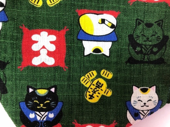 猫【SALE】×【訳アリSALE】お得3枚セット  立体 マスク 綿100 (1276) 内側Wガーゼ　招き猫 5枚目の画像