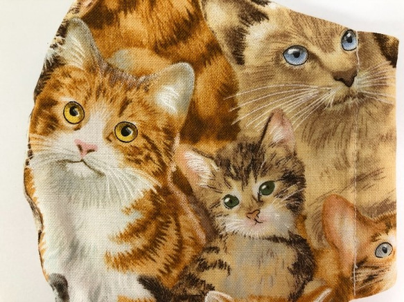 インポート 子猫 立体 マスク (1306) 内側Wガーゼ 可愛い ネコ 綿100 4枚目の画像