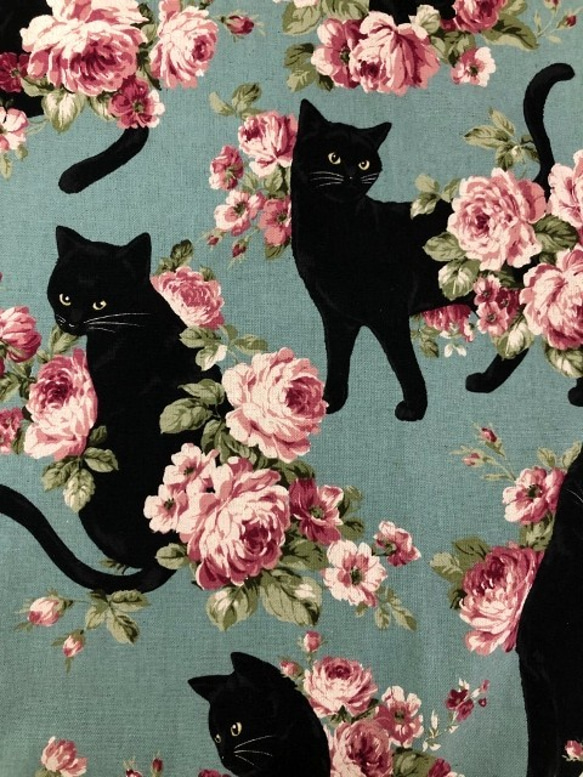 猫 ワンピース 両サイドポケット 2色使い前後着用可  99cm丈　Creema限定　黒猫 8枚目の画像