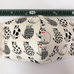 【SALE】 Creema限定 猫 立体 マスク 綿100 (1344) 内側Wガーゼ  可愛い ねこ オフホワイト 3枚目の画像