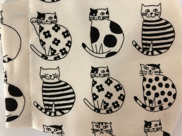 【SALE】 Creema限定 猫 立体 マスク 綿100 (1344) 内側Wガーゼ  可愛い ねこ オフホワイト 4枚目の画像