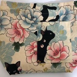 訳  SALE　猫 巾着  27cm×24cm×9cm　黒猫 2枚目の画像