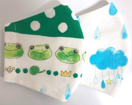 お得2枚セット カエル Wガーゼ 立体 マスク 内側Wガーゼ 夏マスク 綿