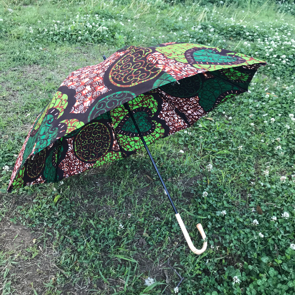 アフリカン　プリント　小さな日傘 3枚目の画像