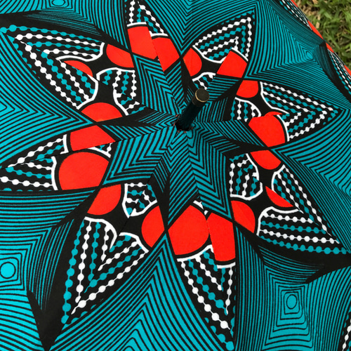 防水スプレー済コンパクト　アフリカン　ワックスプリント　日傘