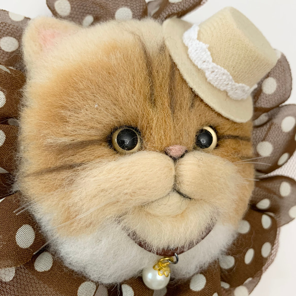 ゴールデンヘアの猫の羊毛の壁掛けハンドメイド 6枚目の画像