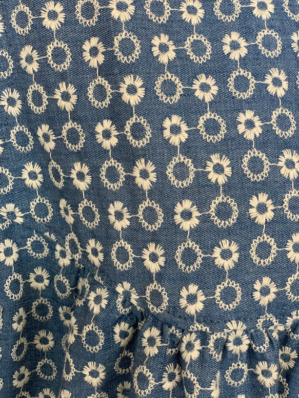 デニム 刺繍 ノースリーブ チュニック ワンピース ミニ フラワー ナチュラル 服 8枚目の画像