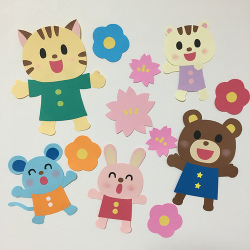 壁面飾り〉〈保育〉〈春〉動物たちと春のお花♡ 雑貨・その他 sky wing