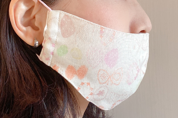 鼻呼吸を促すマスク＊鼻呼吸マスク スラブガーゼベージュピンク 5枚目の画像