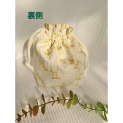 ミモザの巾着ポーチ　春爛漫　コスメポーチ、バッグの中の小物整理に　 3枚目の画像