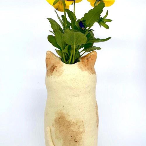 陶器の花瓶◆手びねり 焼き物 ハンドメイド 日本✴︎手製陶芸品】手びねり✳︎絵付け花瓶❁⃘一輪挿し