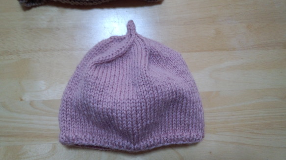 手編みのどんぐり帽子（４７㎝）ピンク色 3枚目の画像