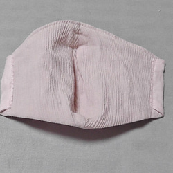 ＜夏マスク＞”ダブルガーゼ”と”ちぢみ”の立体マスク【ピンク】 3枚目の画像