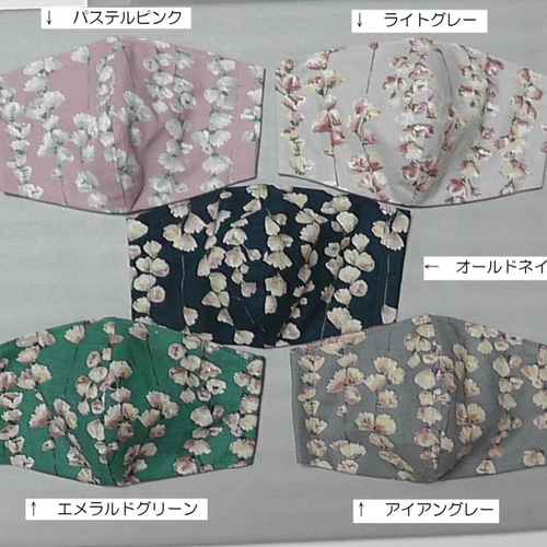 コットンリネンプリントとダブルガーゼの立体マスク《モーメント