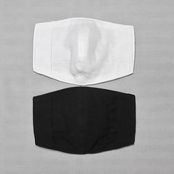 ＜不織布マスクカバー＞Ｗガーゼのシンプルマスクカバー（オフホワイト・ブラック） 2枚目の画像