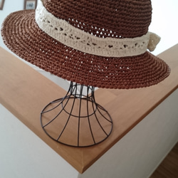 リネン混のリボン付きカンカン帽 1枚目の画像