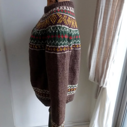 ヨーク編みのセーター(ブラウン) 2枚目の画像