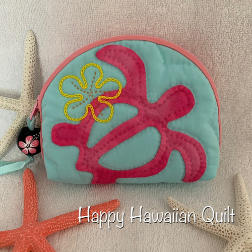 ハンドメイド　ハワイアンキルト　ポーチ 3251354b7baf9a992372a8bc9d2eb4