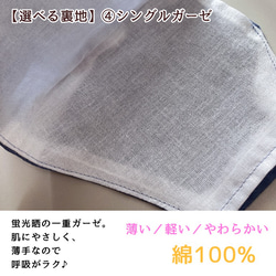 《裏地が選べる》大きめサイズ／不織布マスクが見えるマスクカバー／肌にやさしい 5枚目の画像