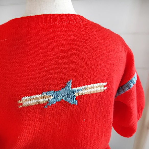 元気カラーの手編み半袖ニット 5枚目の画像