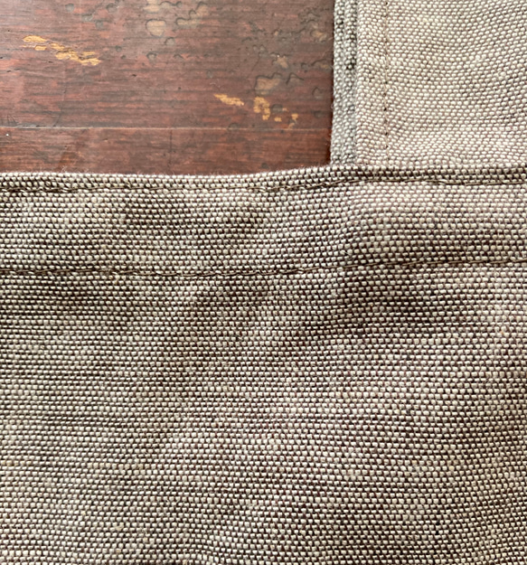 綿麻洗える折り畳みレジバッグ　マロンブラウン 10枚目の画像