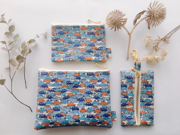 リバティ ラミネート ポケット付移動ポケット carsカーズBU/GR リバティ ミニポーチ cars カーズ 車柄 ミニケース ポーチ ラミネート
