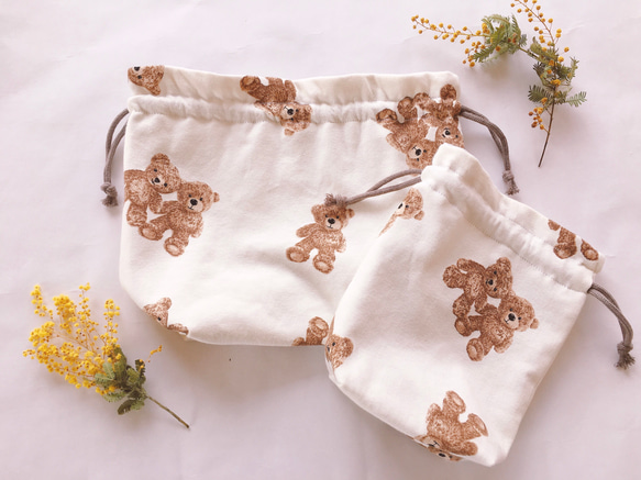 もりくま様 ギンガムチェック3点セット コップ袋1枚 もりくま様 ギンガム