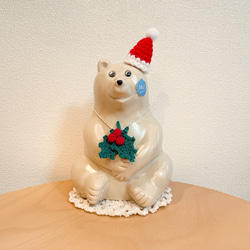 Creema限定　しろくま貯金箱用　クリスマスセットB (サンタ帽) 1枚目の画像