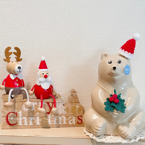 サンタ帽のくまモンの置物（土人形） サンタ帽のくまモンの置物（土人形） サンタ帽のくまモンの置物（土人形）