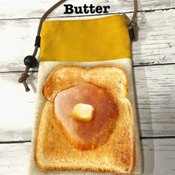 選べるカラフルなトースト柄　携帯サコッシュ　ハンドメイド　受注制作　#Butter お散歩ポシェット 2枚目の画像