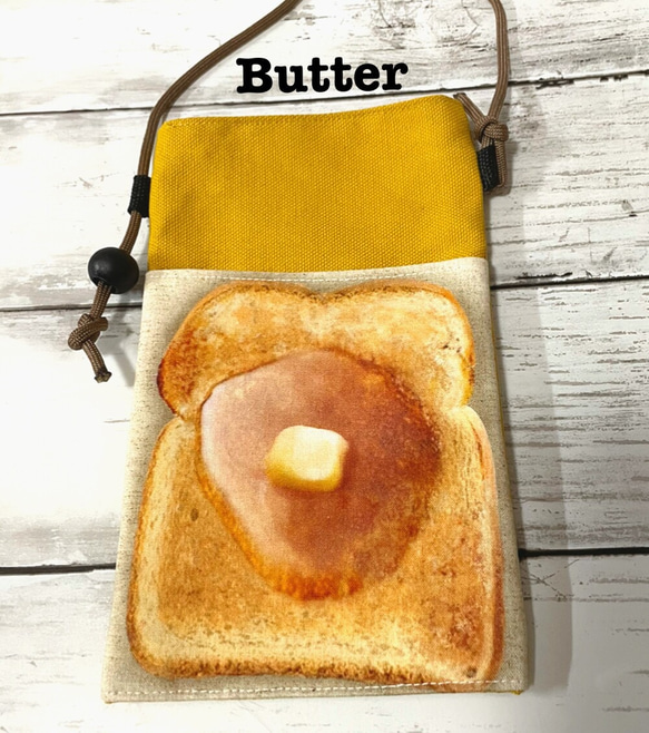 選べるカラフルなトースト柄　携帯サコッシュ　ハンドメイド　受注制作　#Butter お散歩ポシェット 2枚目の画像