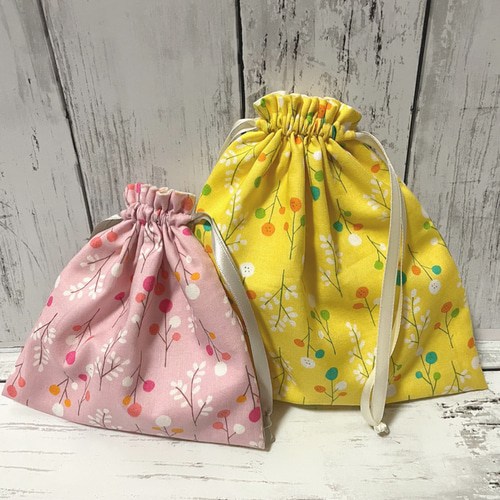 値下げしました❗️大人可愛い裏地付き巾着袋2枚セットハンドメイド  