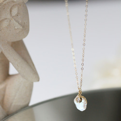 6月誕生石日系輕珠寶。優雅單鑽巴洛克珍珠 14KGF極細項鍊 鎖骨鍊 第5張的照片
