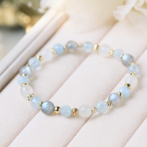 アクアマリンとオレンジムーンストーン！かわいい！ アクアマリンとオレンジムーンストーン！かわいい！