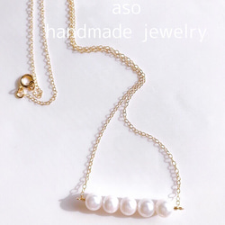【14kgf】あこや真珠５連ネックレス　シンプル 3枚目の画像