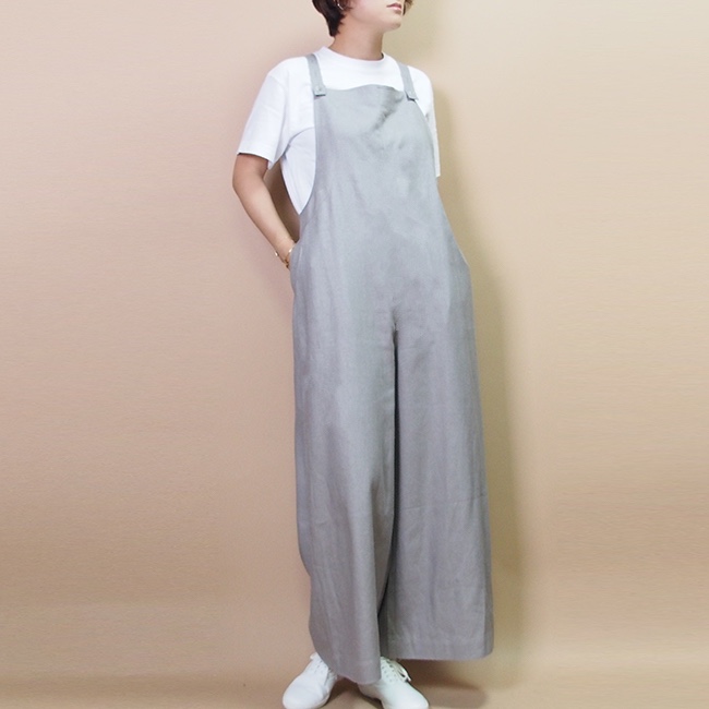 【再販新作】コットンリネンのオーバーオール サロペット（グレー）20007
