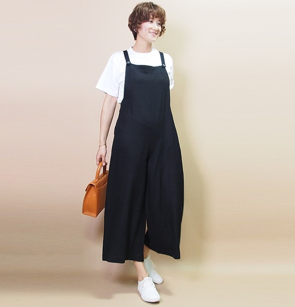 黒いコットンサロペット フ*ト様 コットンネップサロペットパンツ