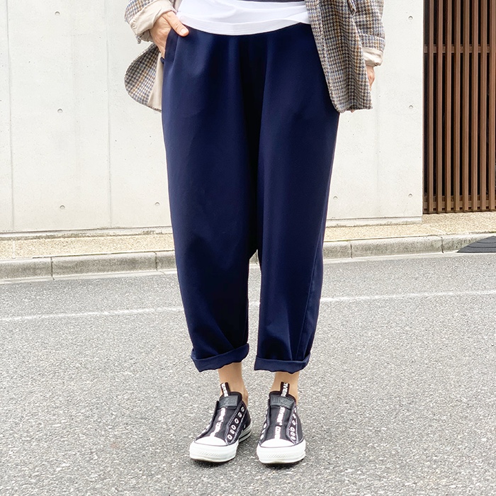 【新作再販】大人カジュアルなベーシック/テーパードイージーパンツ（ネイビー）20225