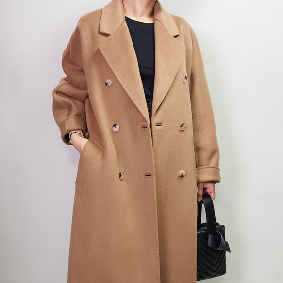 再販送料無料】ウールカシミヤリバーシブル地 ダブルブレストコート