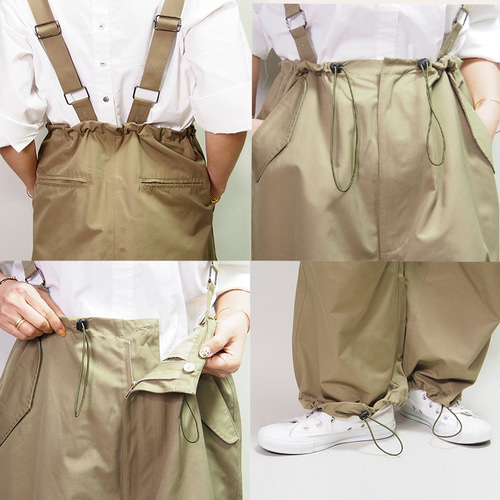 新作再販】大人かわいい綿100オールインワンサロペット（カーキ
