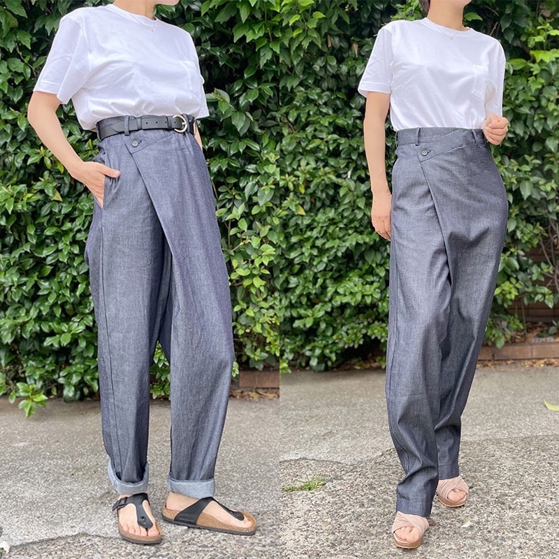 【新作再販送料無料】2wayコットン100のハイウエストデニムパンツ20221