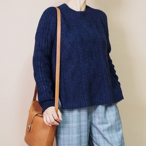 TFW49 ラウンドネックニットM レディース　ネイビー セール】『WEB/一部店舗限定カラー』2WAYストレッチラウンドネック