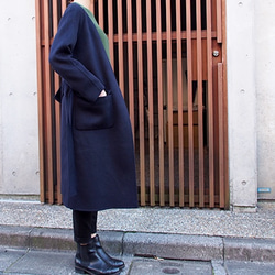 着回し無限大 大人ウールコート フード付きコート ネイビー