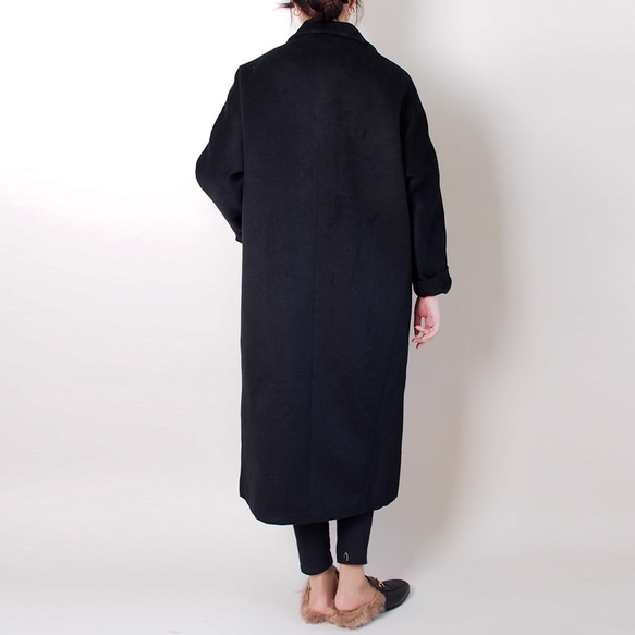 【再々々々々販】ウール混紡ゆったりめのコート（黒） 4枚目の画像